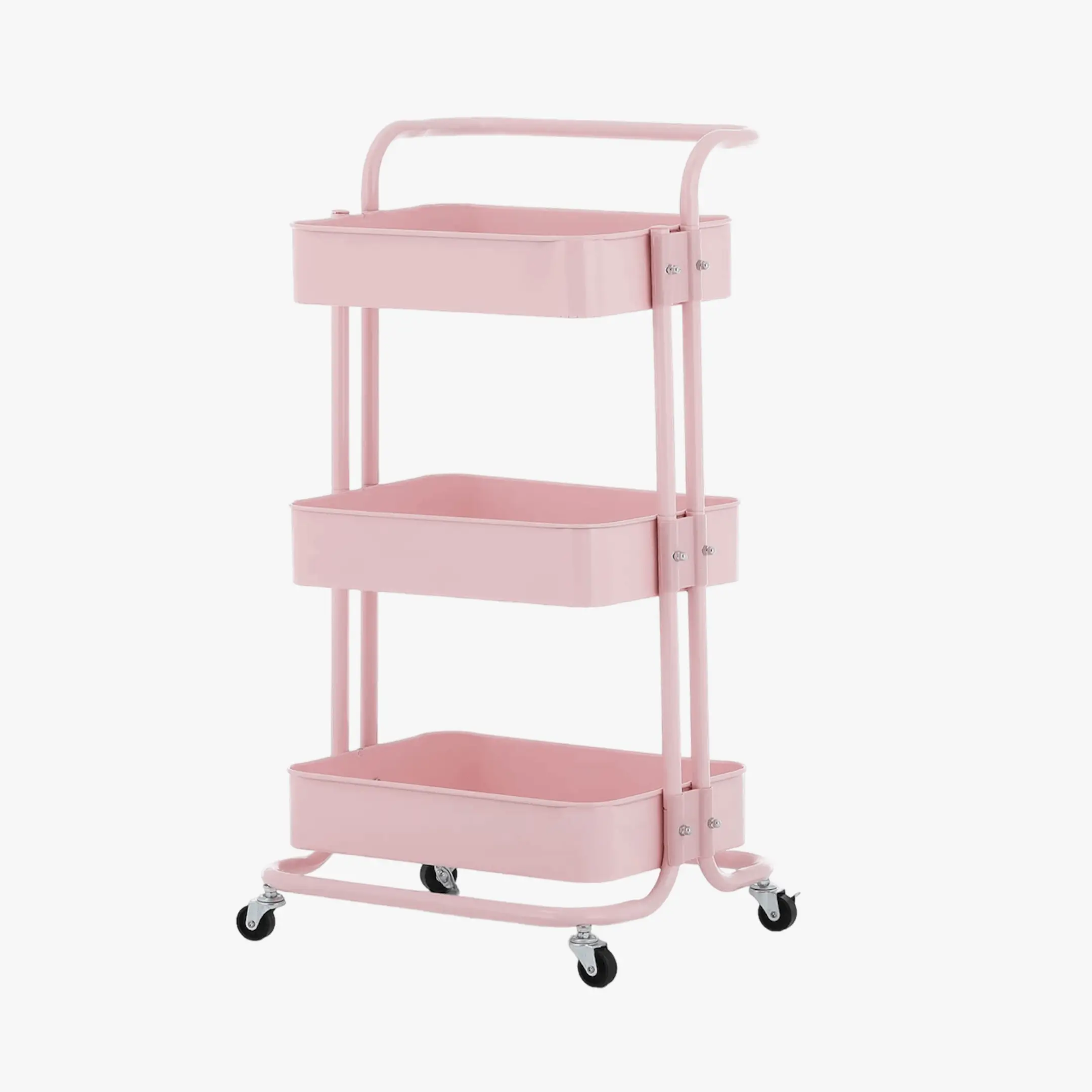 Carro organizador de tres niveles rosado