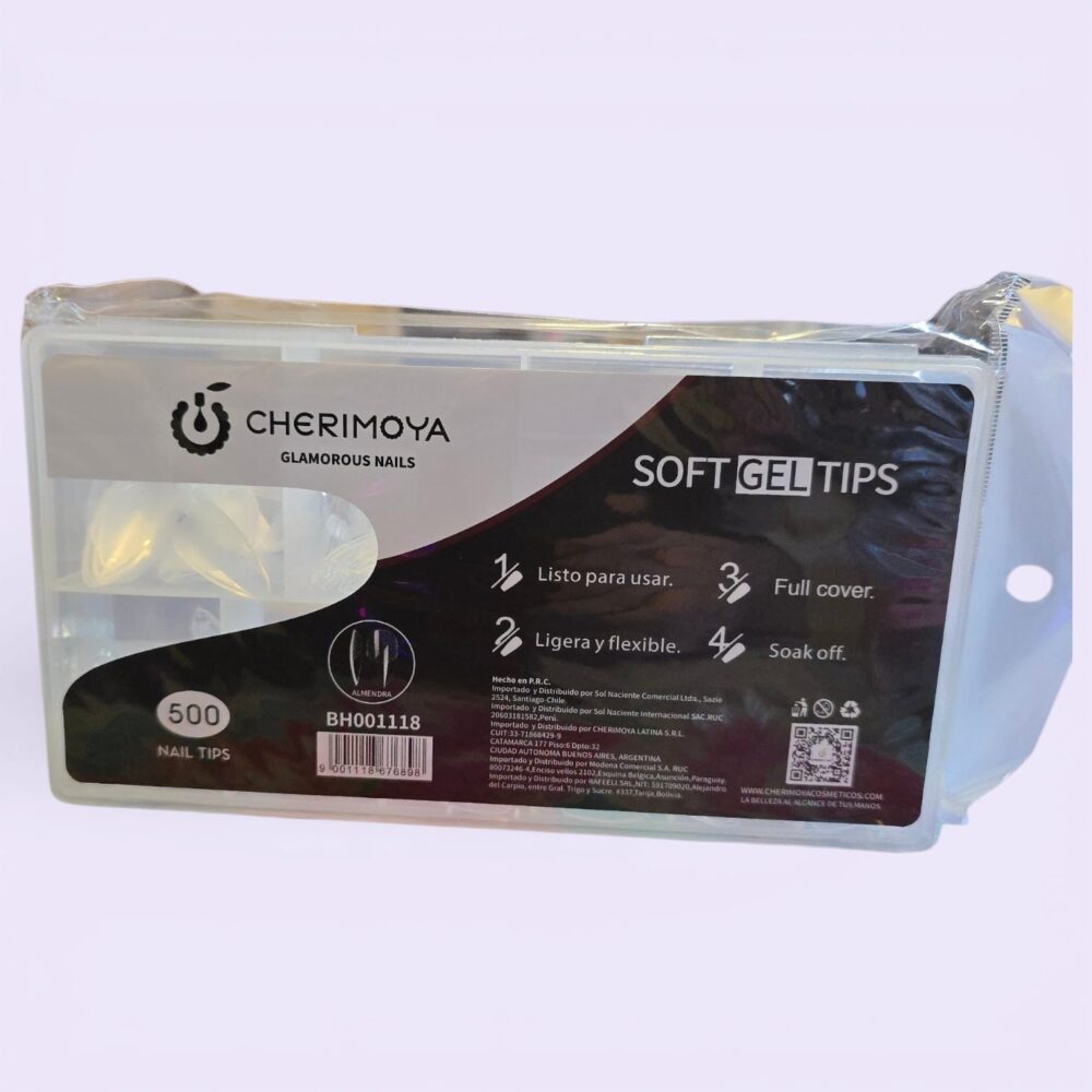 Tips Soft Gel 500pcs Cherimoya Almendrado